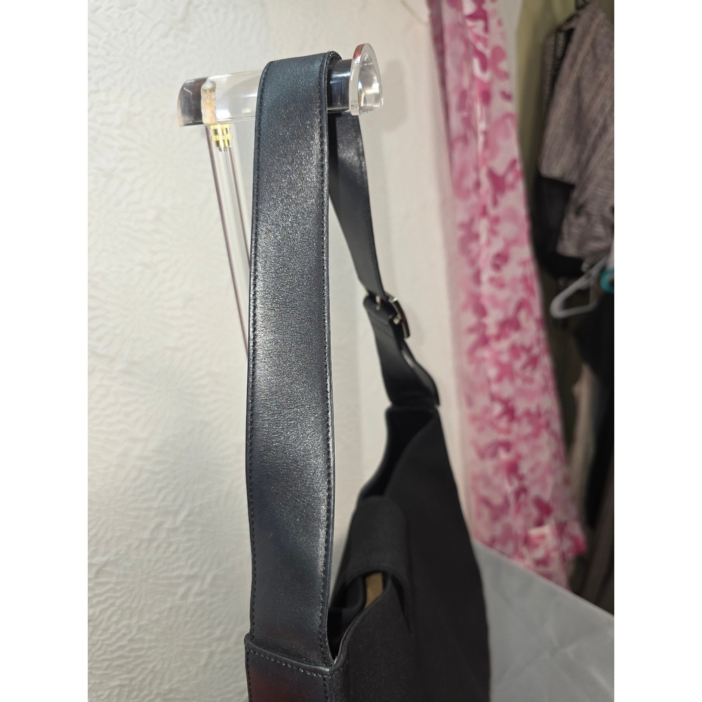 Salvatore Ferragamo‎ Black Canvas Leather Hobo Bag Gancini Hardware Shoulder Bag - Picture 8 of 12